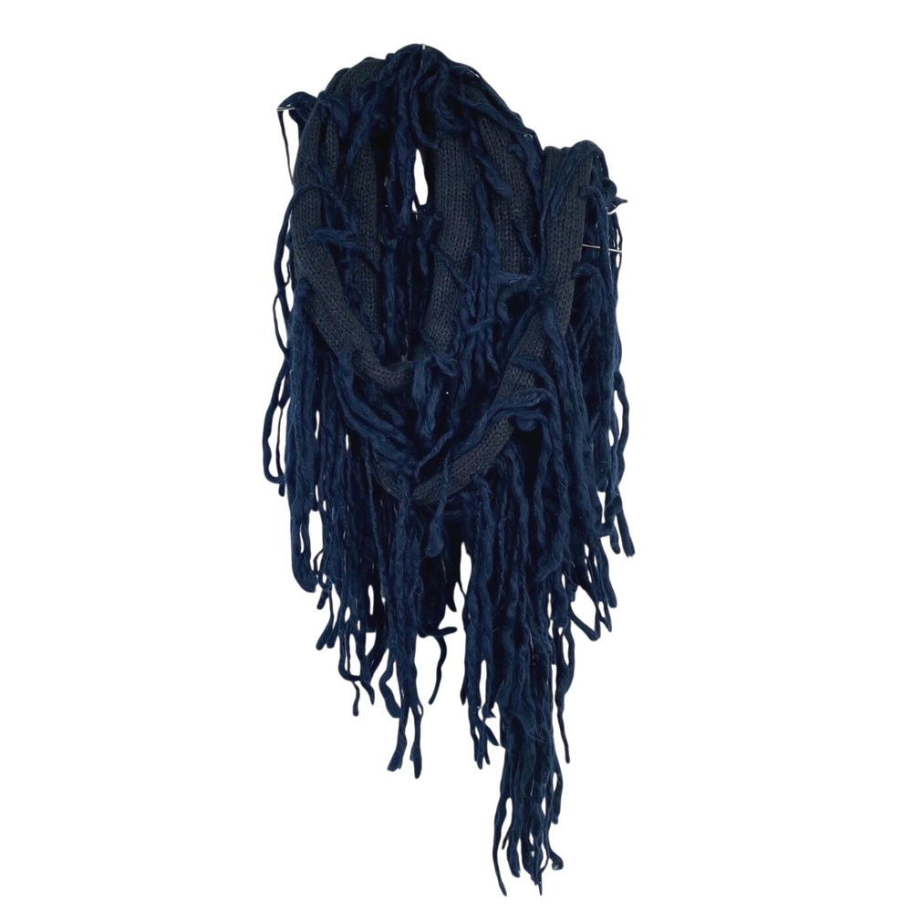 Tarnish Scarf Womens One Size Navy Blue‎ Fringe Chunky Knit Tassel Acrylic Wrap